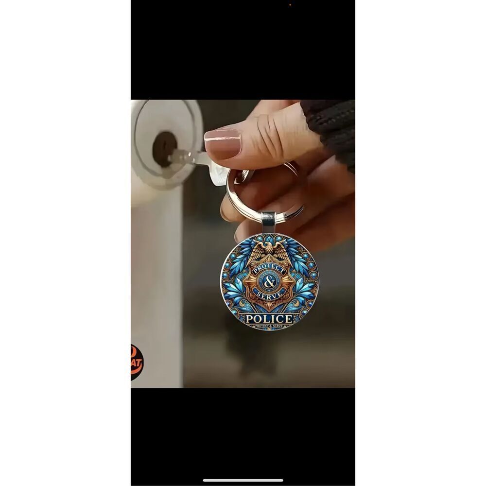 Police Keychain Protect & Serve Gift Law Enforcement Badge